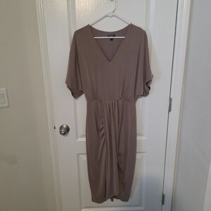 Express MAUVE Drape Dress Size M  Short Sleeve Flowy Office Party